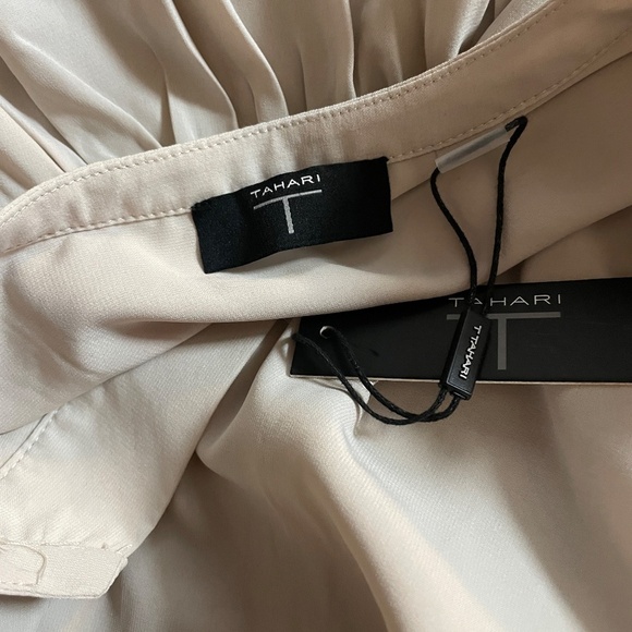 Tahari blouse long sleeve v neck button cuff gray womens extra small - Picture 8 of 8